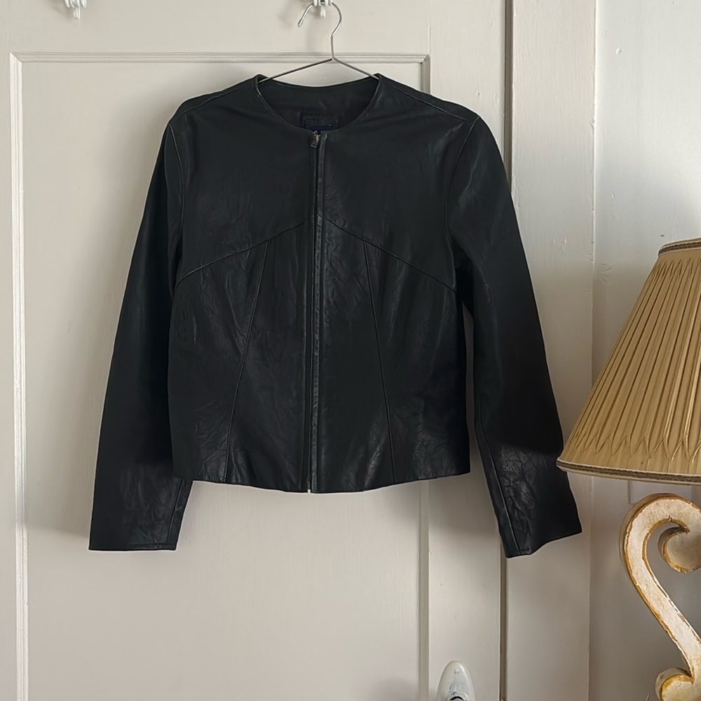Gap black leather jacket L